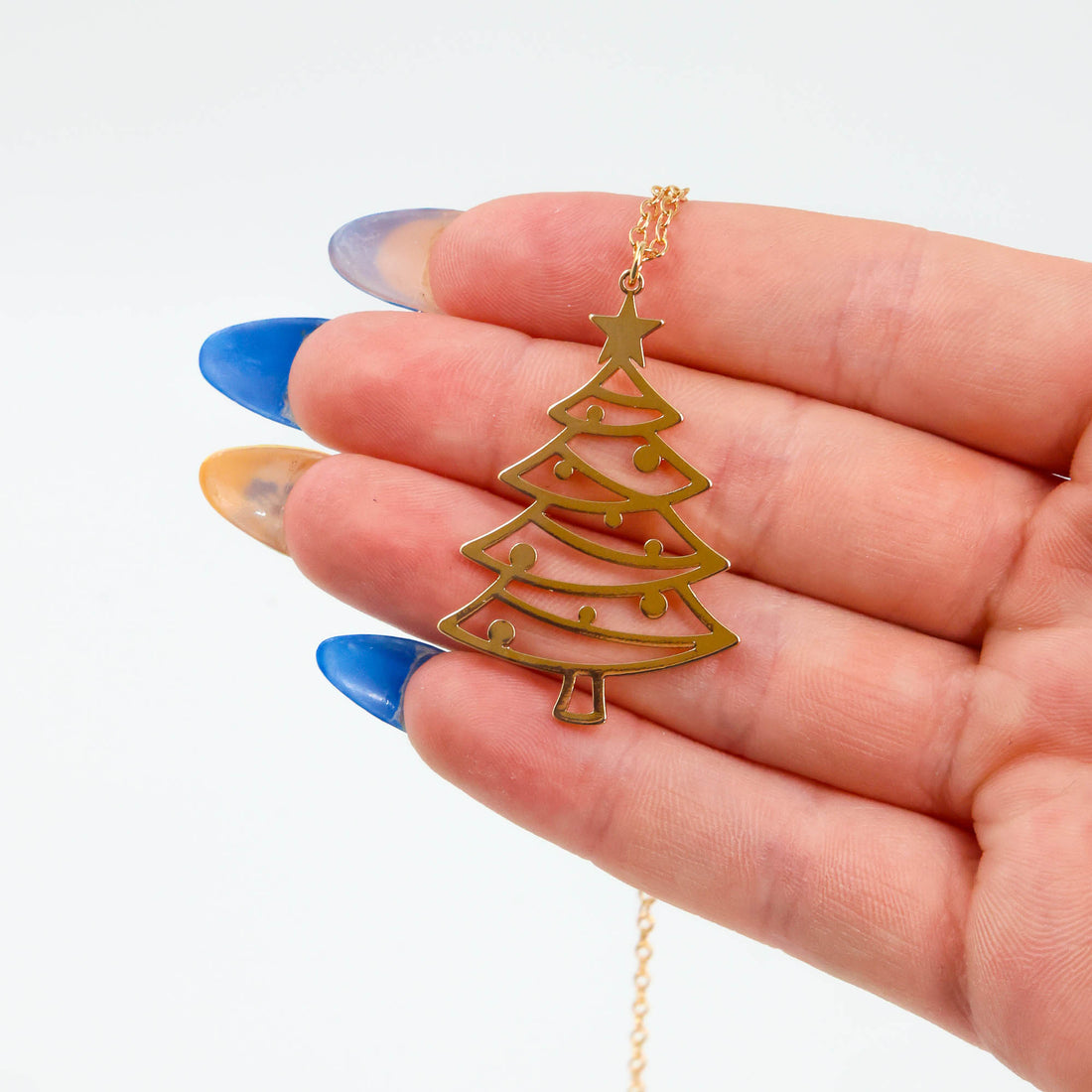 Christmas Gifts for Her – Golden Pine Tree Necklace elegant holiday jewellery