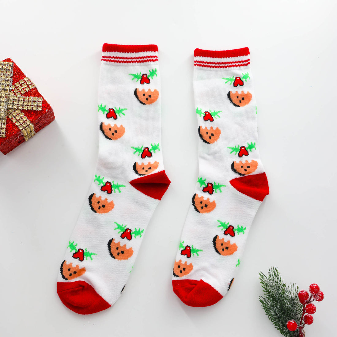 Christmas Gift – Jolly Pudding Socks with festive Christmas pudding design