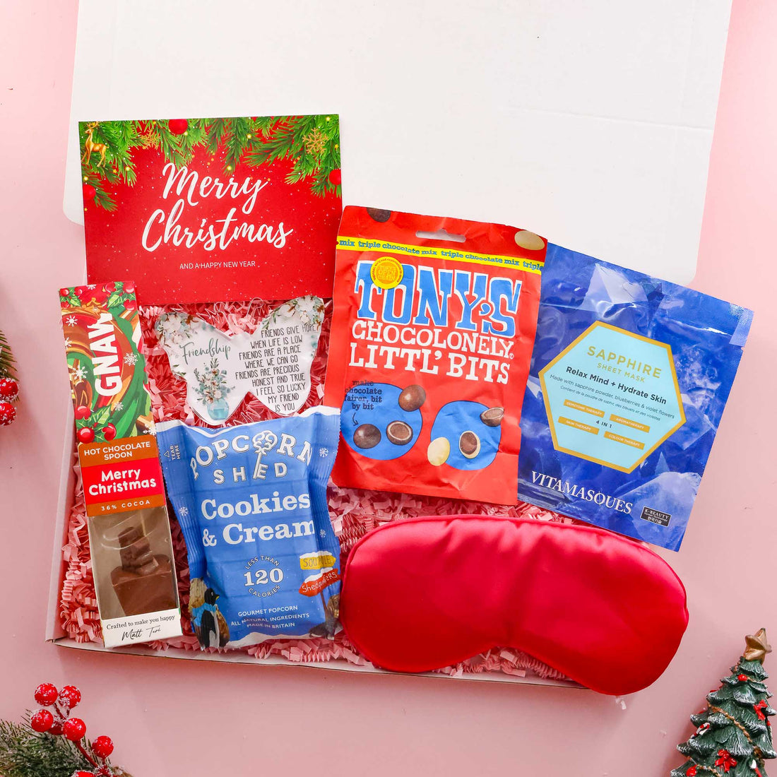 Christmas Gift For Friends – holiday gift box with plaque, treats and self care