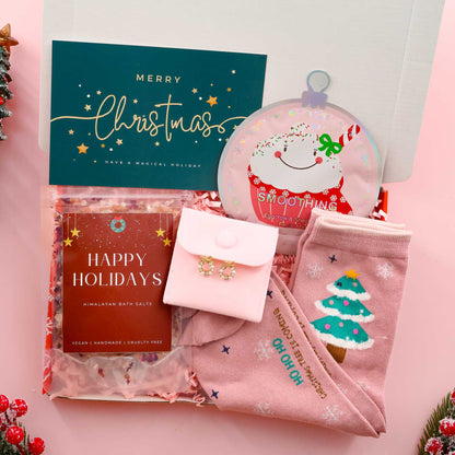 Christmas Eve Box – deluxe Christmas gift for her with bath salts, socks and earrings