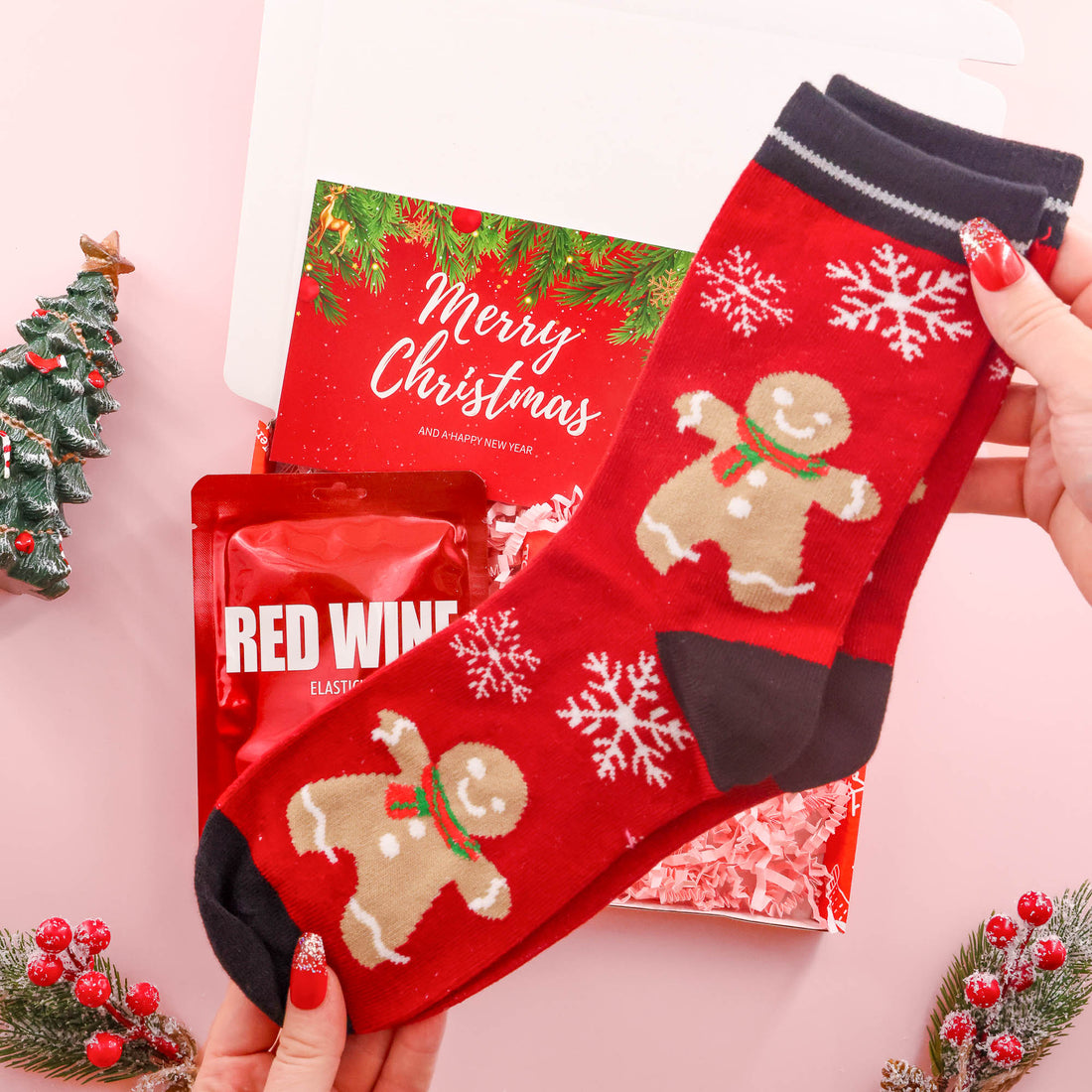 Christmas socks and chocolate gift – thoughtful holiday gift for her