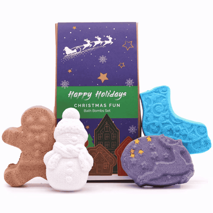 Christmas gifts for her – Christmas Fun Bath Bomb Gift Pack with four christmas bath bombs