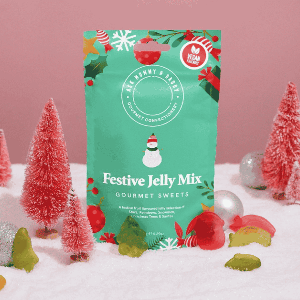 Christmas gifts for her – Festive Jelly Mix vegan gourmet sweets in Christmas shapes