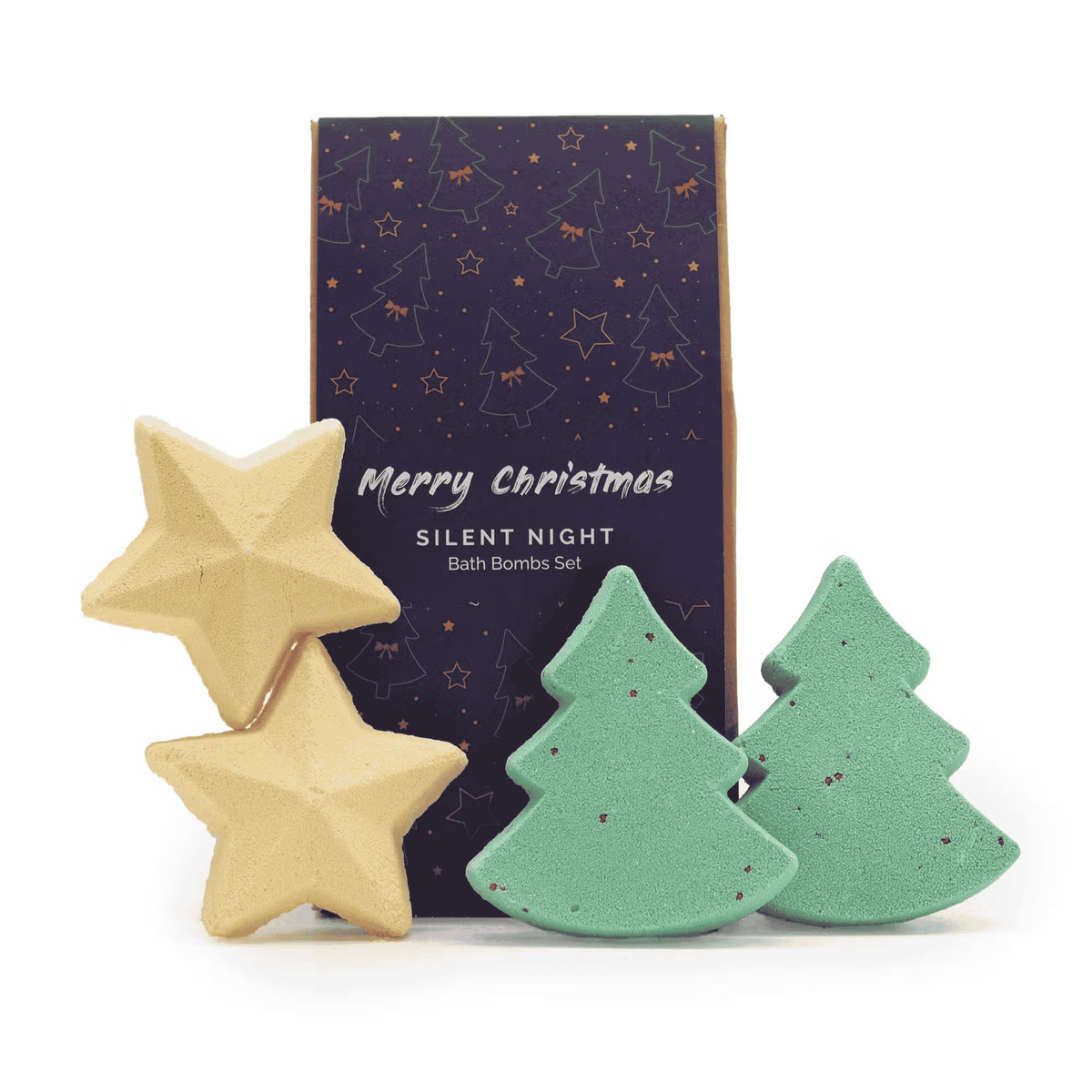 Christmas gifts for her – Silent Night Christmas Bath Bomb Gift Pack with tree and star bath bombs