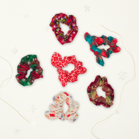 Christmas gifts - Christmas Hair Scrunchie adding a festive touch to her winter style