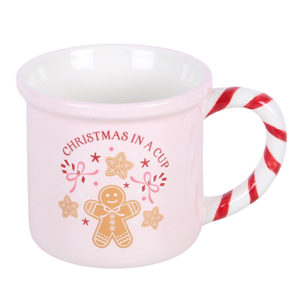 Christmas in a Cup Mug filled with whipped cream and candy cane, perfect for festive hot chocolate