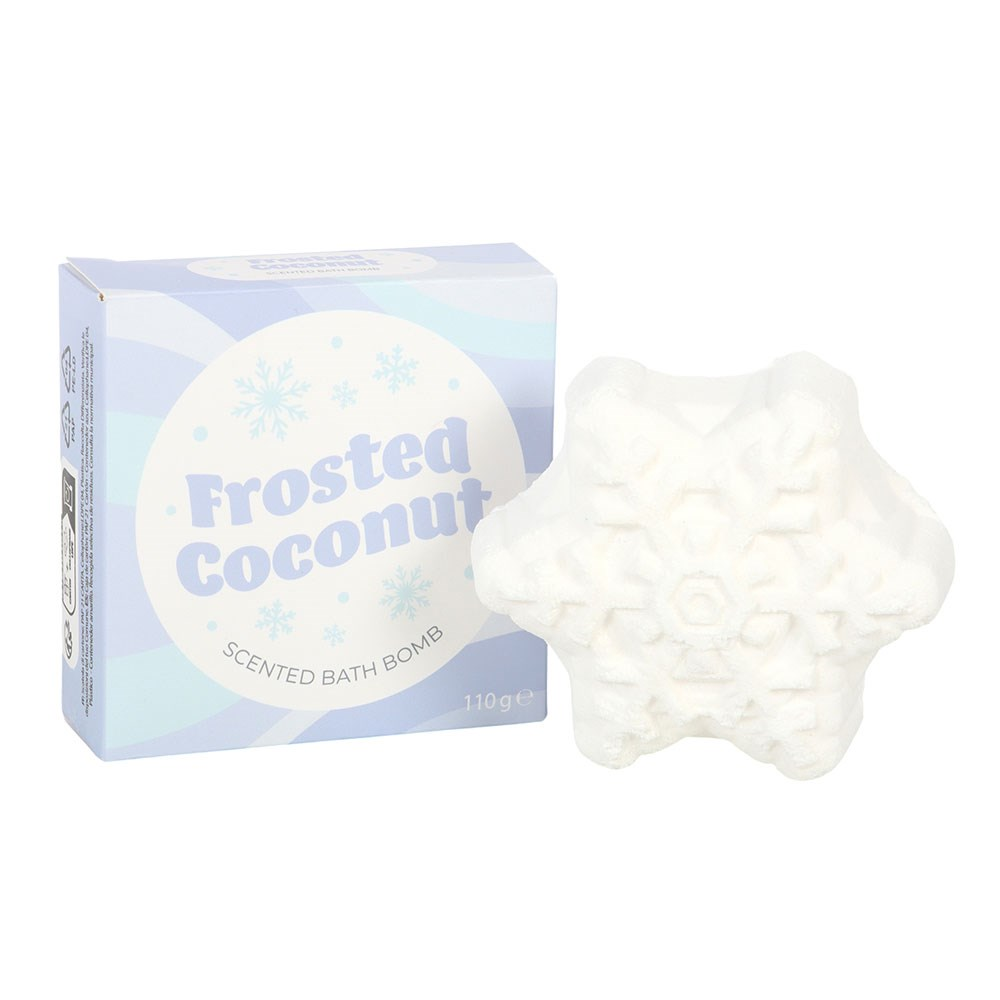 Christmas pamper gift – Frosted Coconut scented bath bomb in blue snowflake gift box