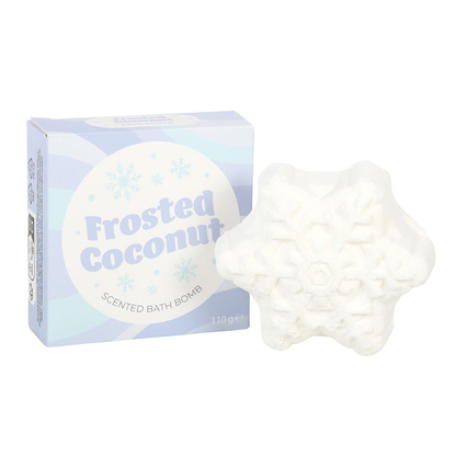 Christmas pamper gift – Frosted Coconut scented bath bomb in blue snowflake gift box