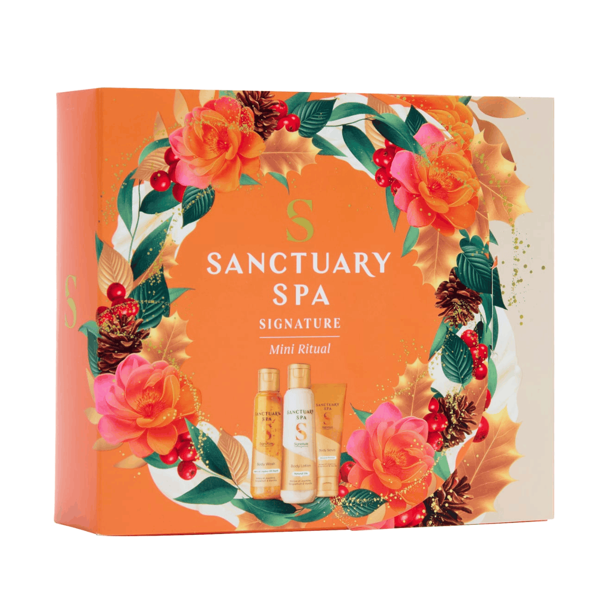 Sanctuary Spa Signature Mini Ritual Gift Set with 75ml body wash, 75ml body lotion and 50ml body scrub