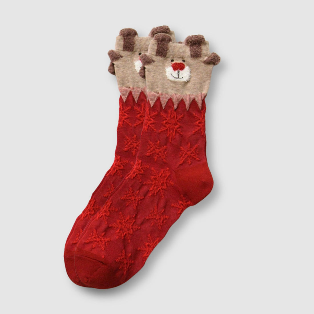 Christmas Socks Novelty Design - 1 Pair features festive bear-themed detailing, ideal for holiday warmth and cheer, made from comfortable cotton and spandex.