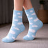 Cloud Print Socks - Blue featuring cheerful white clouds add a dreamy touch, perfect for a fun, comfortable accessory. Ideal for gifting.