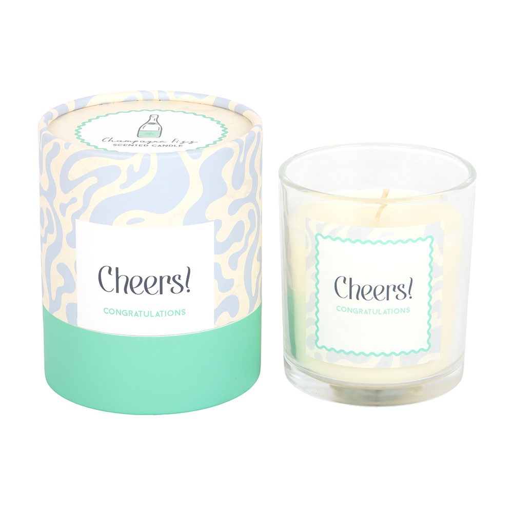 congratulations gift – Champagne Fizz candle with Cheers gift packaging