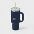 Corporate gifts featuring a travel tumbler with a handle and straw, personalised with a company logo.