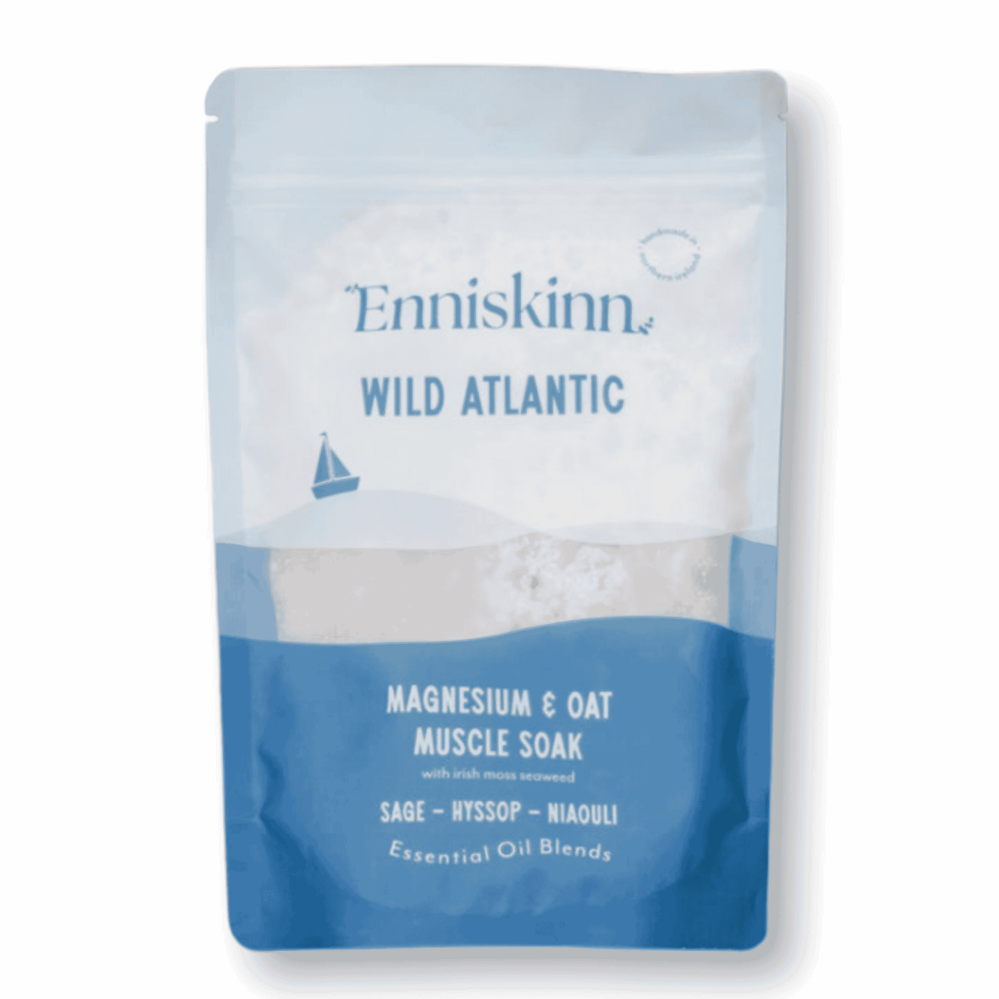 Corporate gifts featuring Enniskinn Wild Atlantic Magnesium &amp; Oat Muscle Soak with Irish moss seaweed and essential oils.