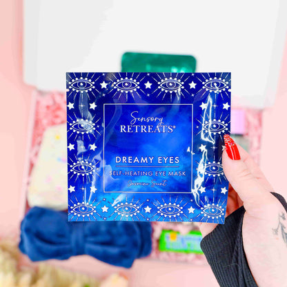 Dreamy Eyes self-heating eye mask from the Dreamy Nights Vegan Self-Care gift set, ideal for cosy night-time pampering.