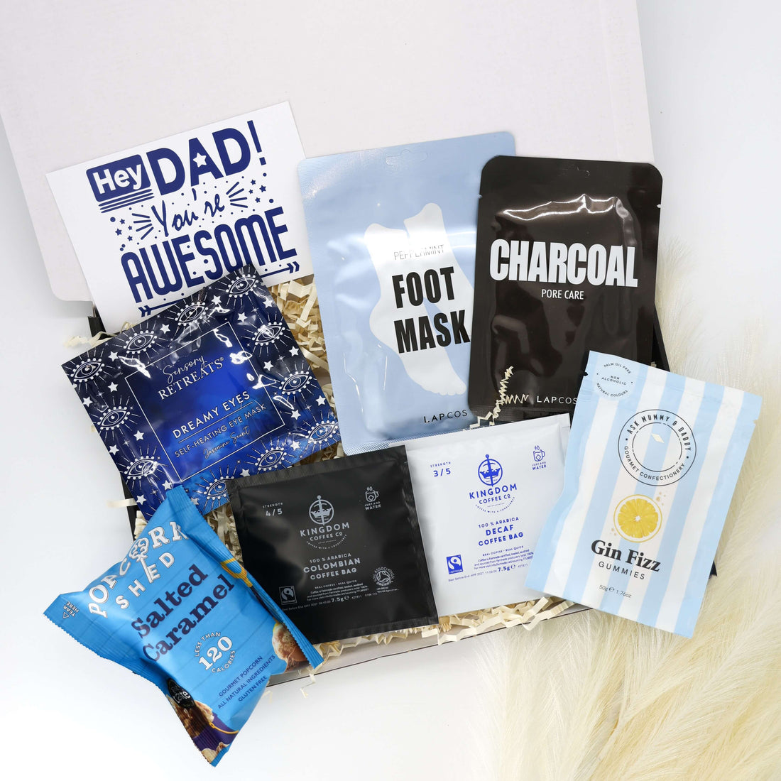 A Moment for Him – father’s day gift box with popcorn, skincare, and coffee treats
