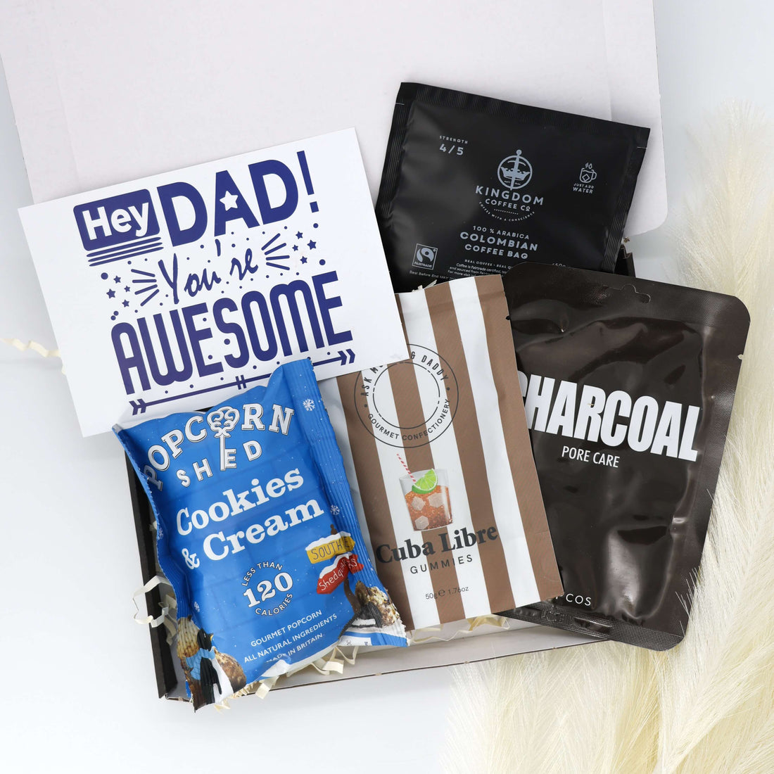 Essentials for Him – father’s day gift box for him with popcorn, coffee, and self-care treats
