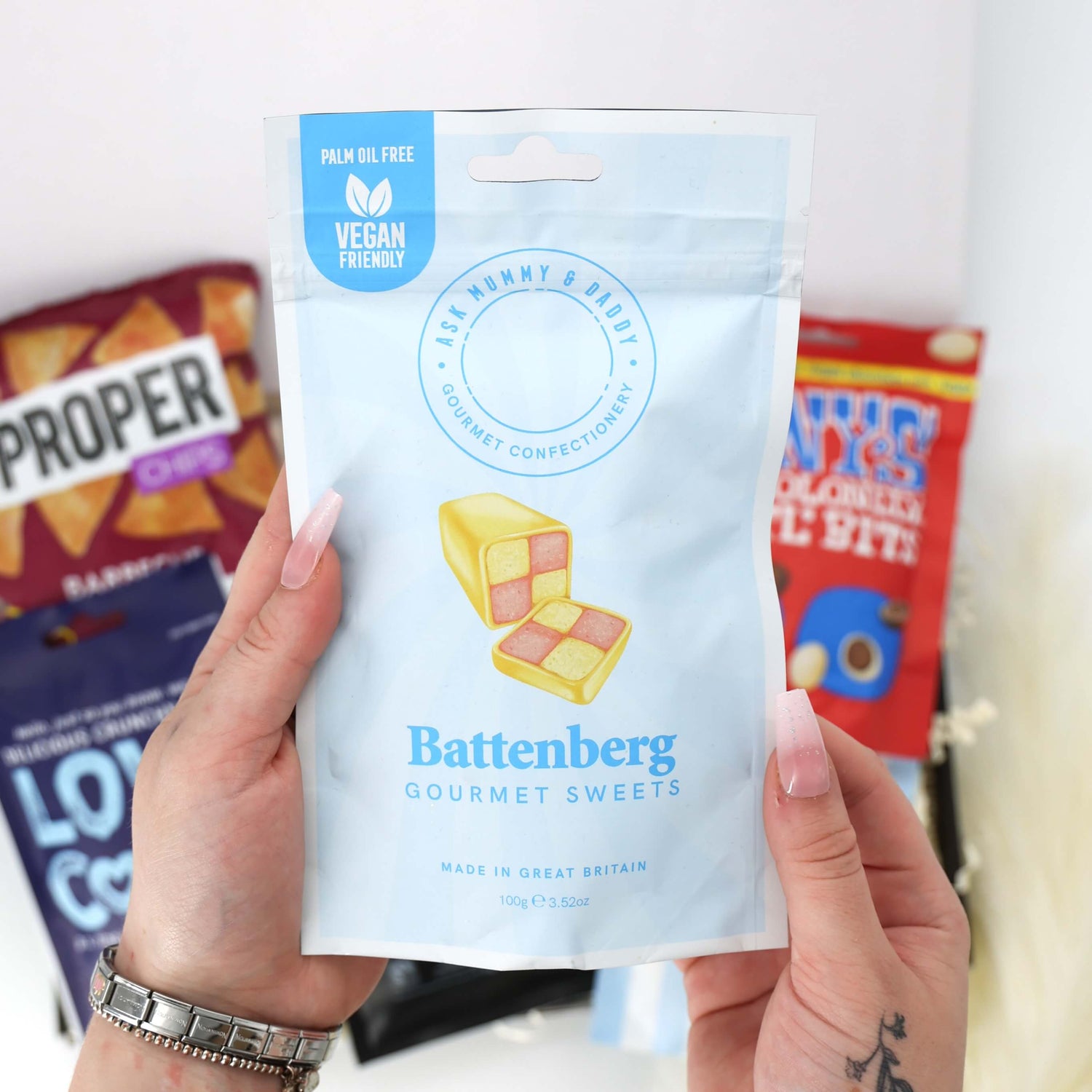Father’s Day food box – Tony’s chocolate, corn snacks and gin fizz gummies