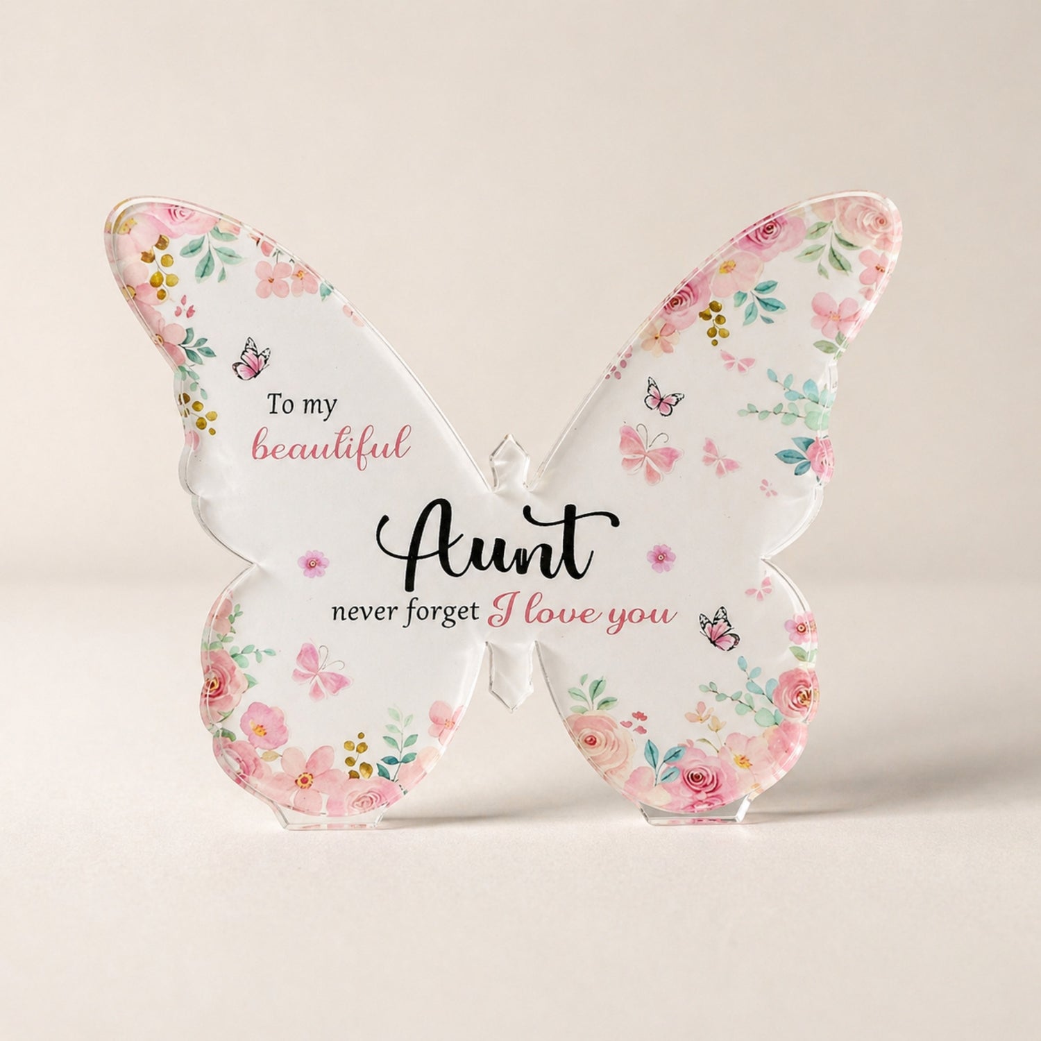 Floral Butterfly Keepsake for Aunts featuring a butterfly and floral design on a plate with a heartfelt message, perfect for gifting occasions.