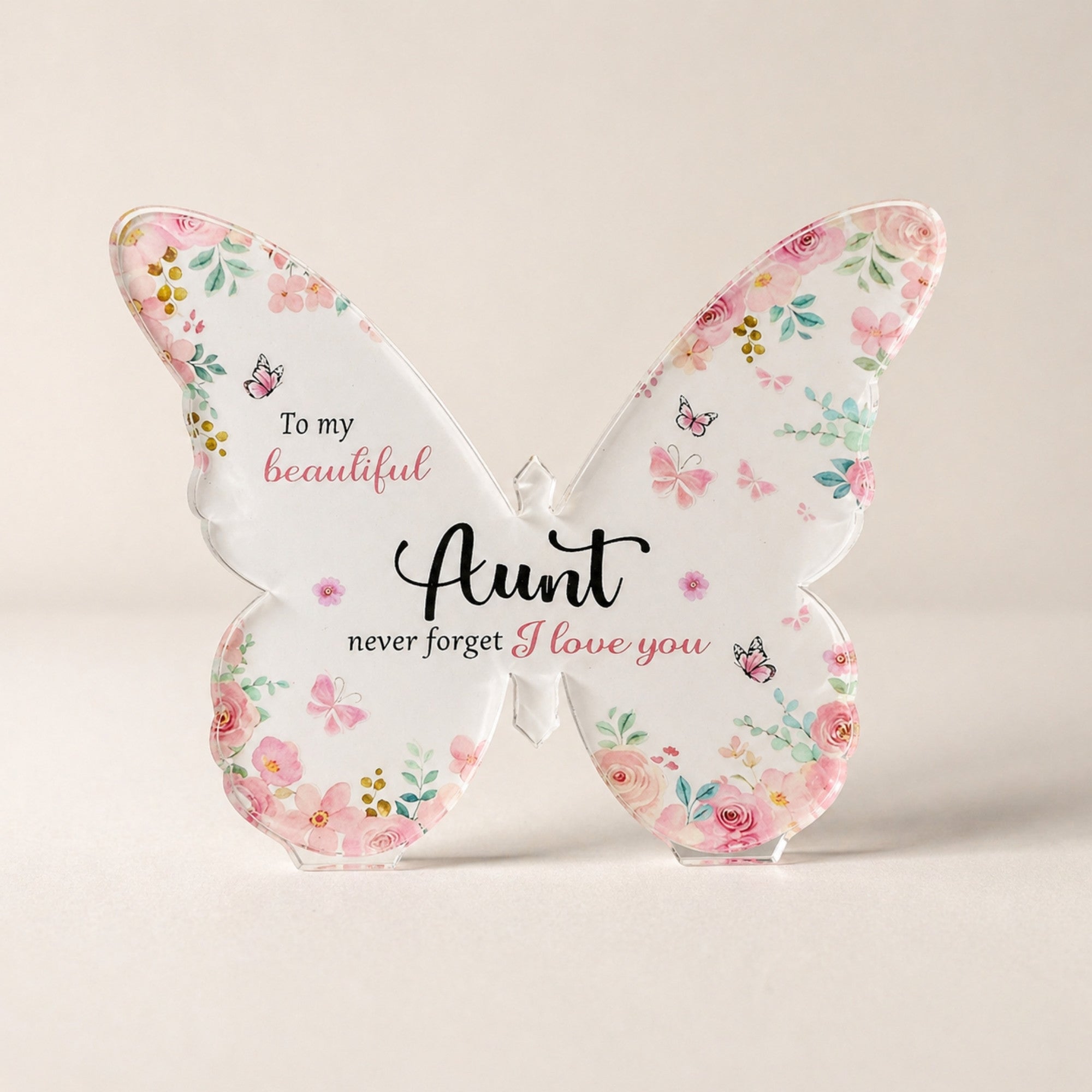 Floral Butterfly Keepsake for Aunts featuring a butterfly and floral design on a plate with a heartfelt message, perfect for gifting occasions.