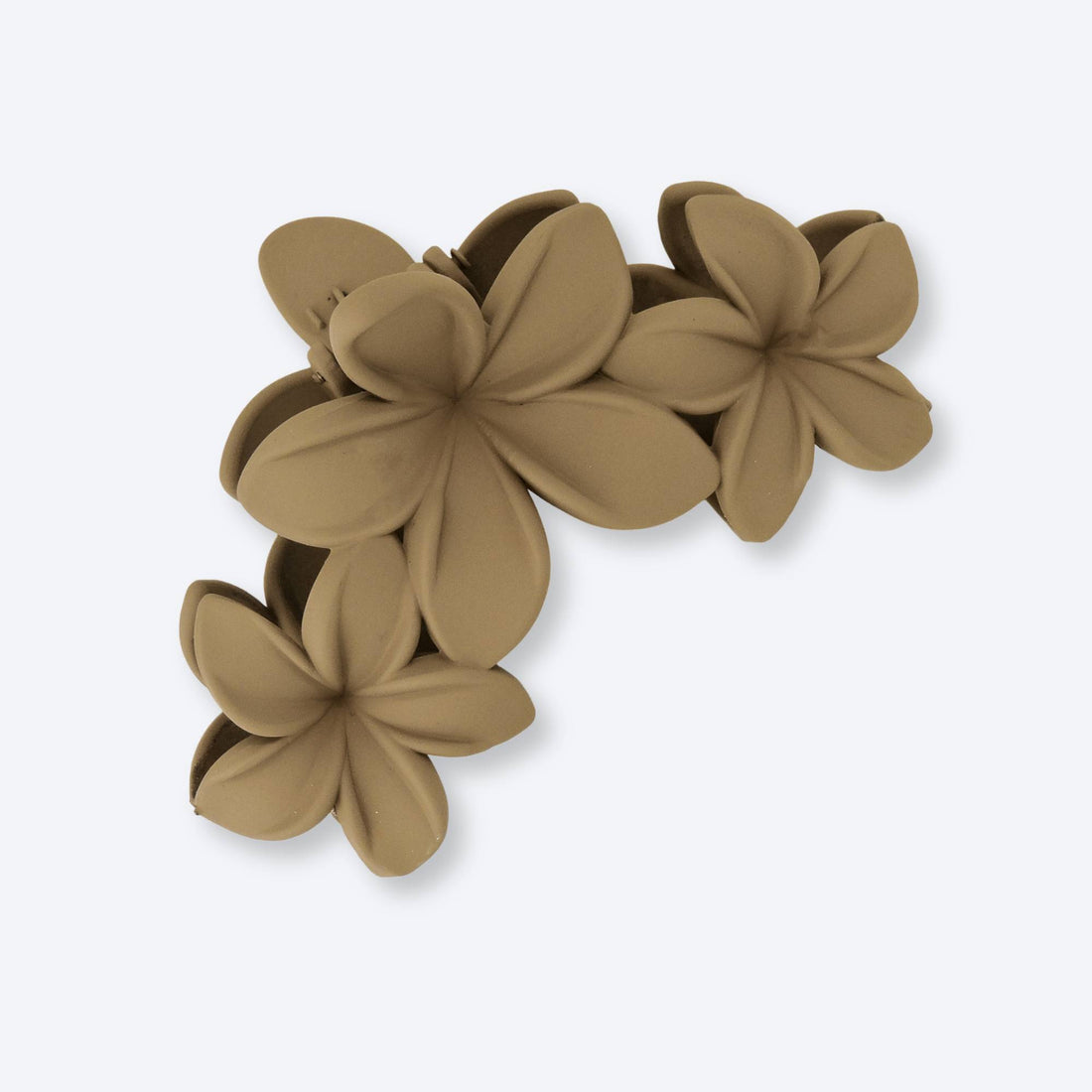 Floral Hair Clip - Brown Beige: Elegant matte flower hair clip with a layered design, enhancing hairstyles with a natural, chic touch for any occasion.