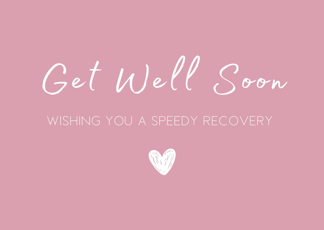 Get Well Soon card featuring elegant calligraphy with a heartfelt message, designed to convey warm wishes and comfort.