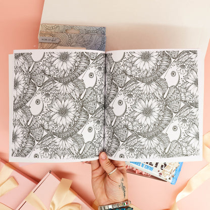 get well soon gift – mindful recovery box with relaxing colouring activities and sweet treats