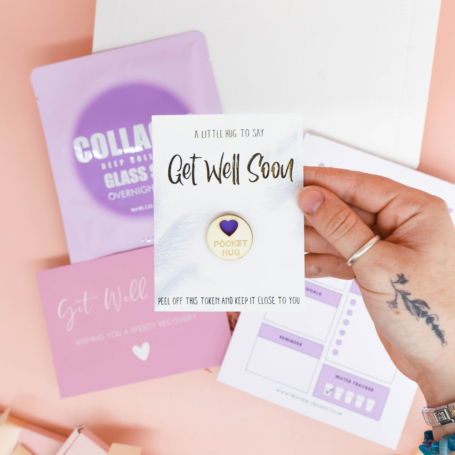 get well soon gift – Get Well Wishes Box with overnight face mask, wellness journal and pocket hug