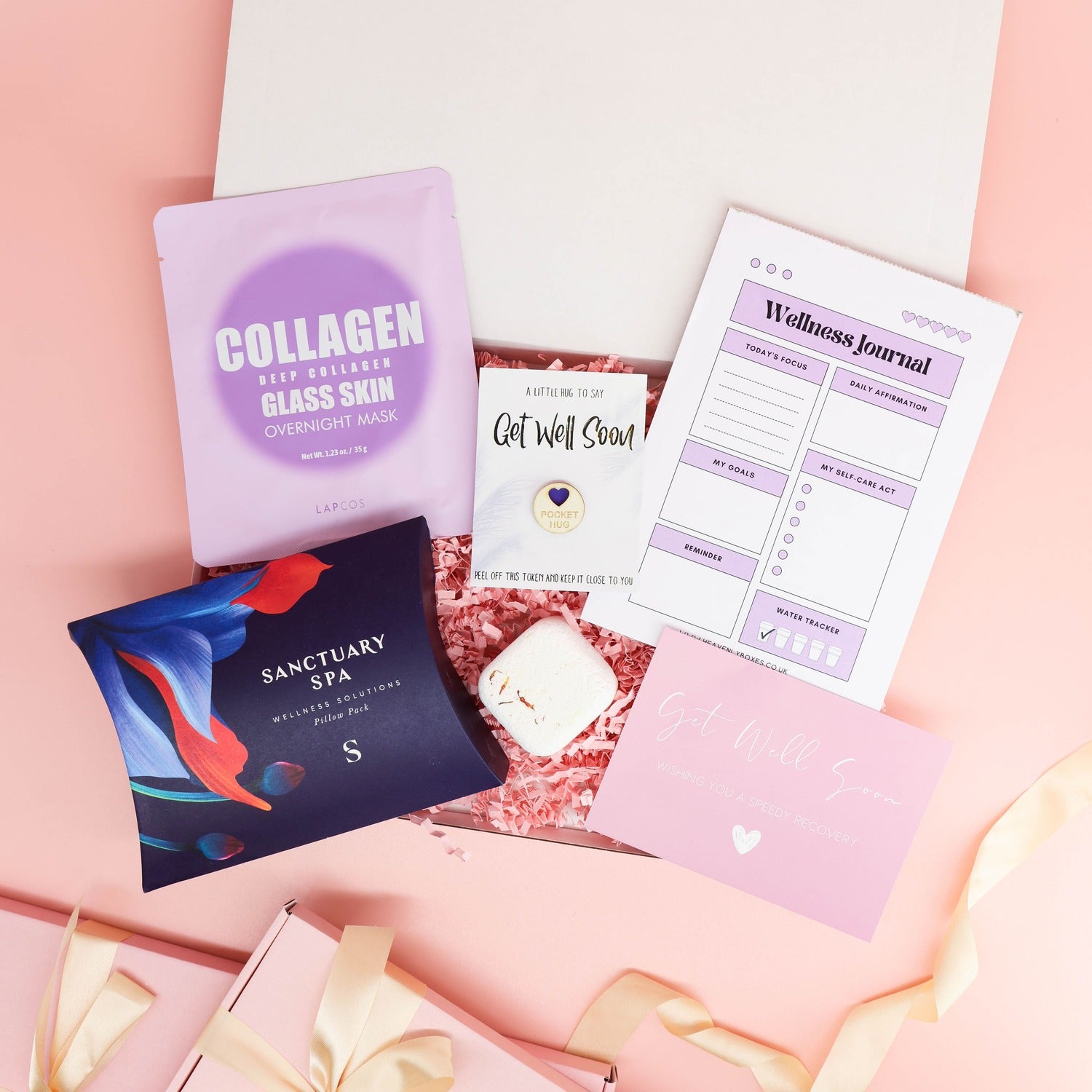 get well soon gift – premium recovery box with body lotion, sleep mist, journal  and face mask
