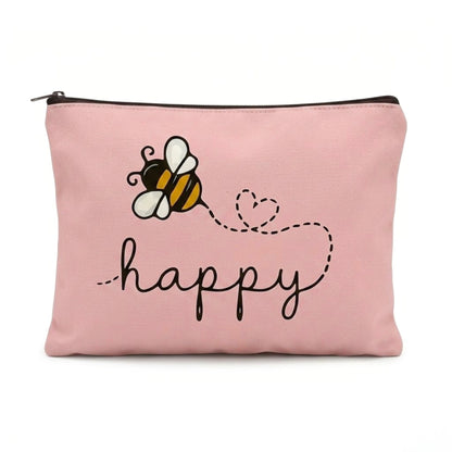 Gifts for her – bee themed pouch with heart trail detail and minimalist cheerful design