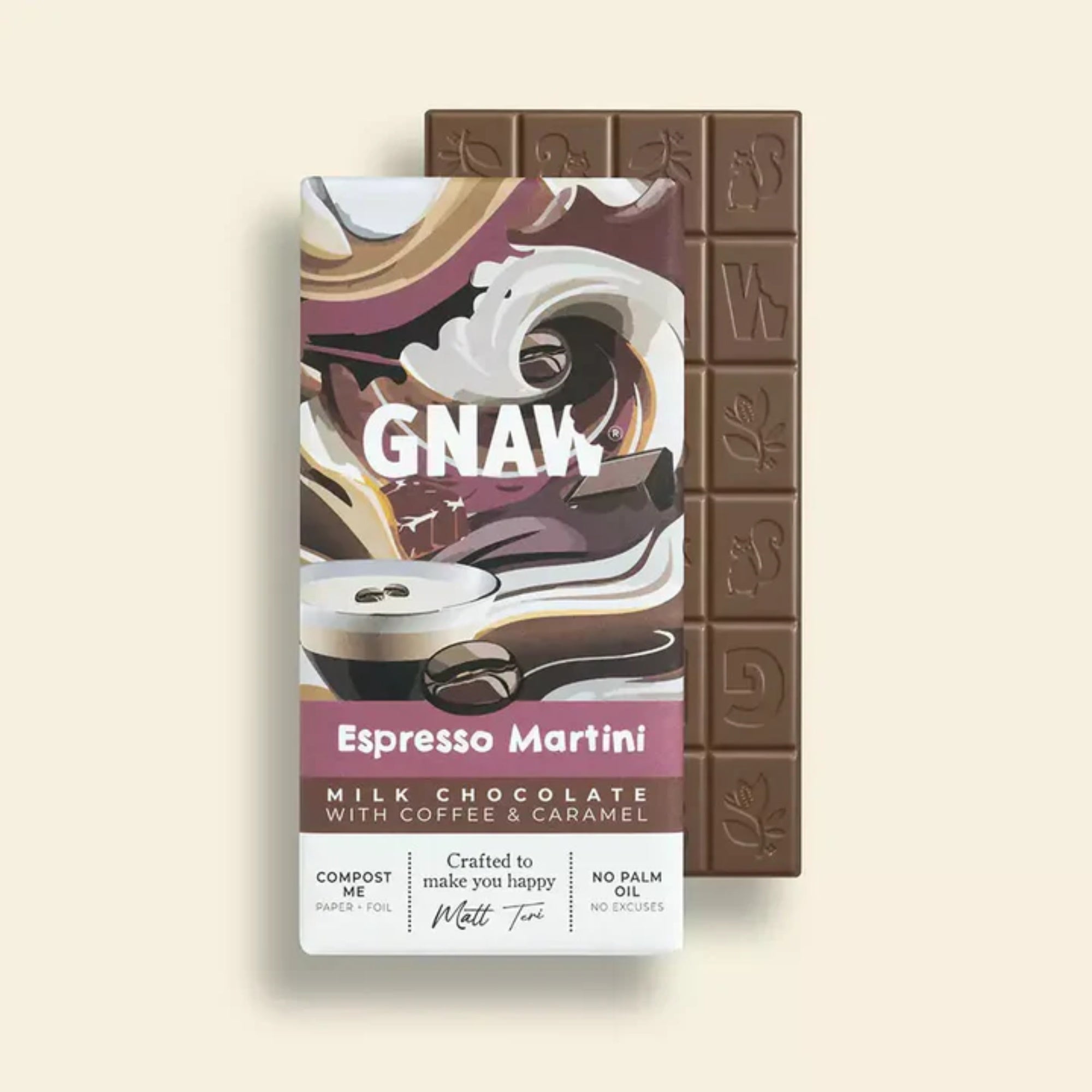 Gifts for her – espresso martini chocolate bar with milk chocolate, coffee and caramel flavour combination
