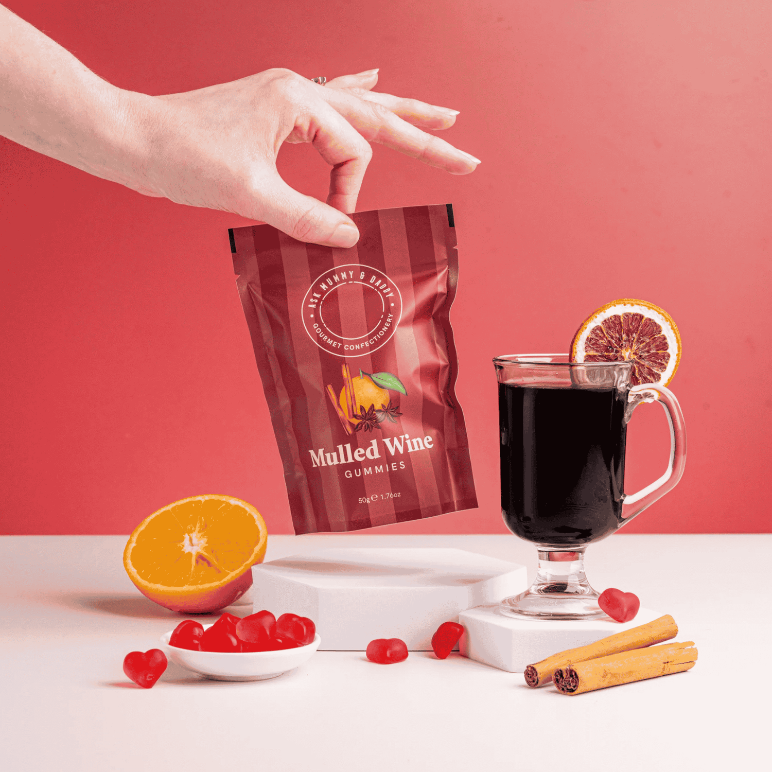 Gifts for her - Mulled Wine Gummies as a cosy winter sweet treat.