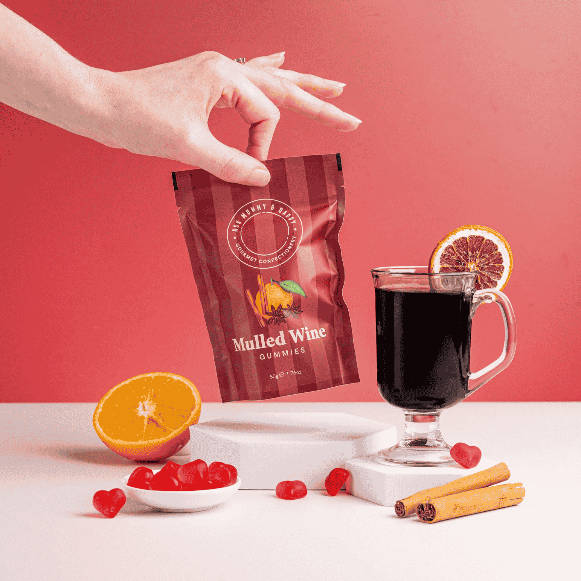 Gifts for her - Mulled Wine Gummies as a cosy winter sweet treat.