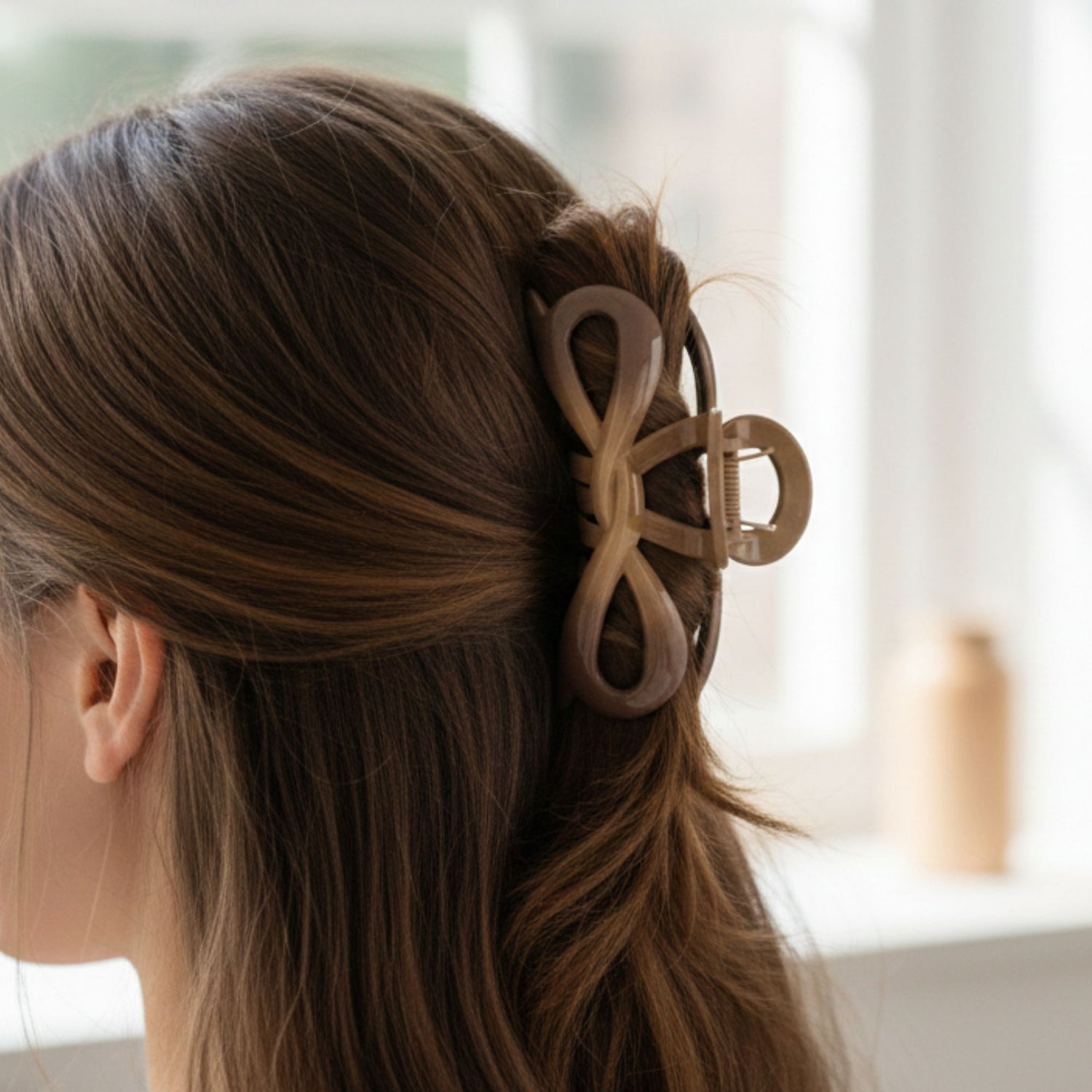 Gifts for her - Soft Mocha Bow Hair Clip ideal for quick updos and casual looks.
