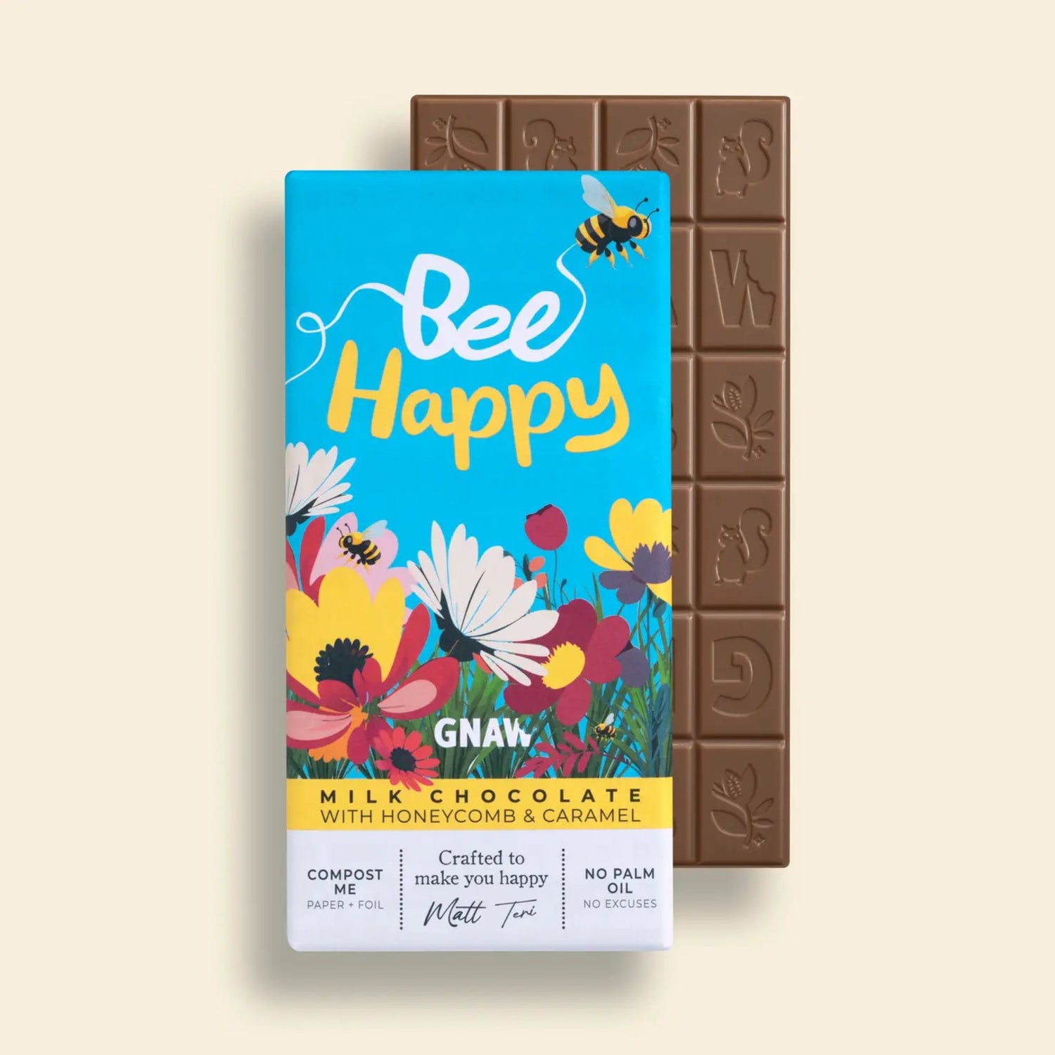 Gifts for her – Bee Happy milk chocolate bar with honeycomb and caramel
