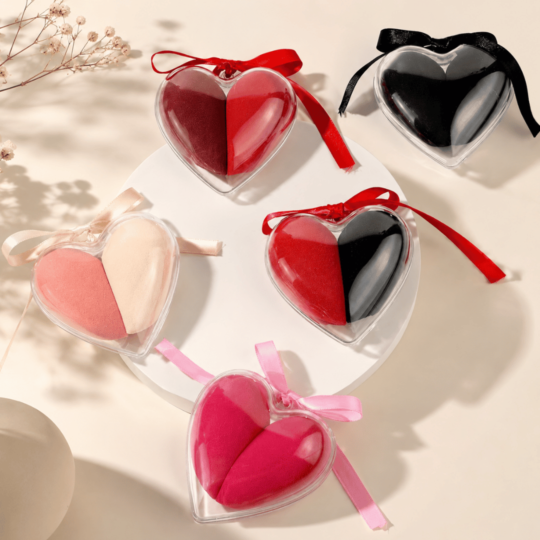 gifts for her – heart shaped makeup sponge in assorted random colours