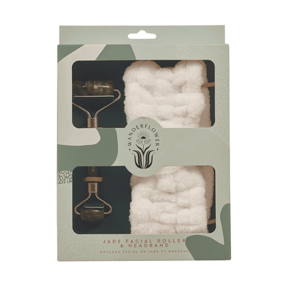 Gifts for her Jade Facial Roller &amp; Headband Set created for gentle facial massage routines.