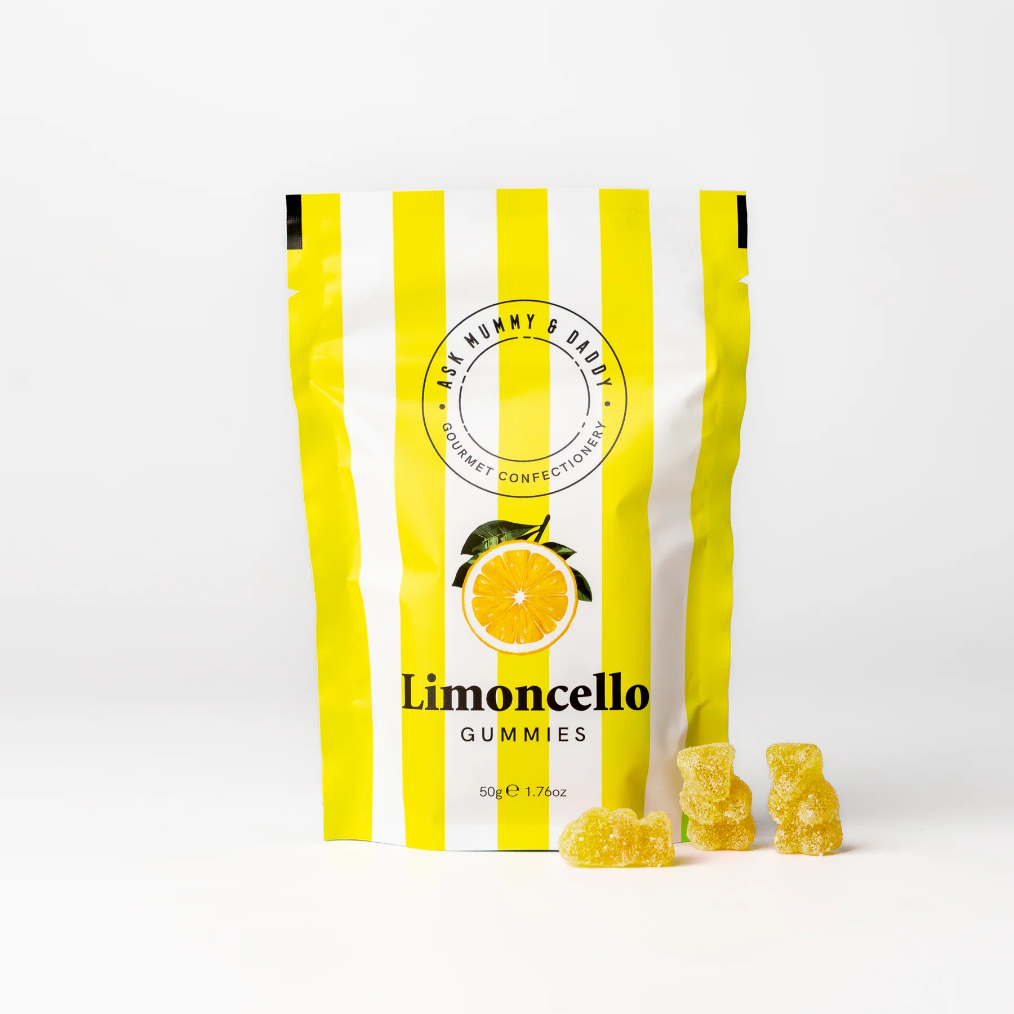 Gifts for her Limoncello Gummies adding a bright citrus moment to self care time.