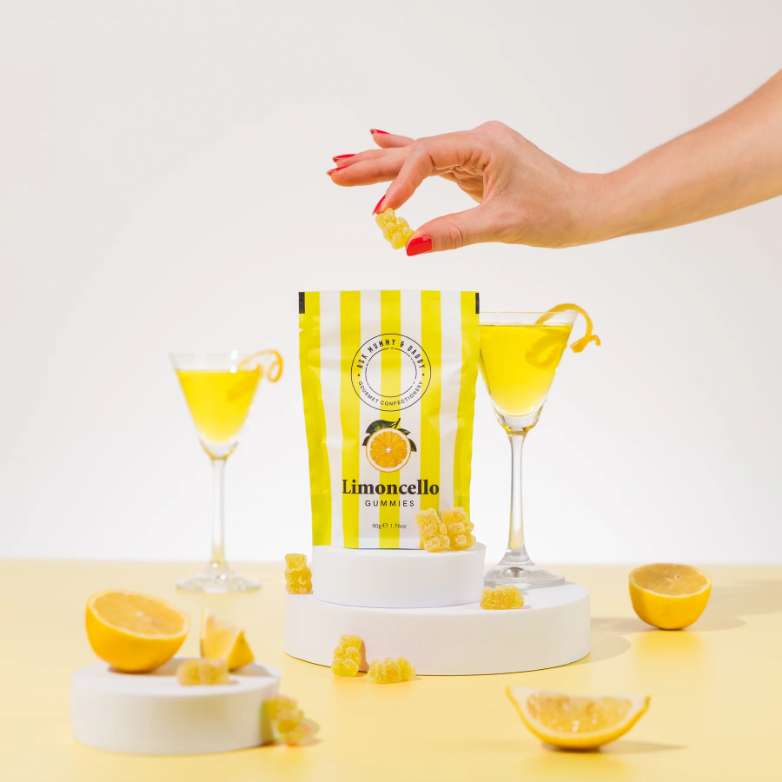 Self care gifts Limoncello Gummies bringing a refreshing sweet treat to quiet moments.