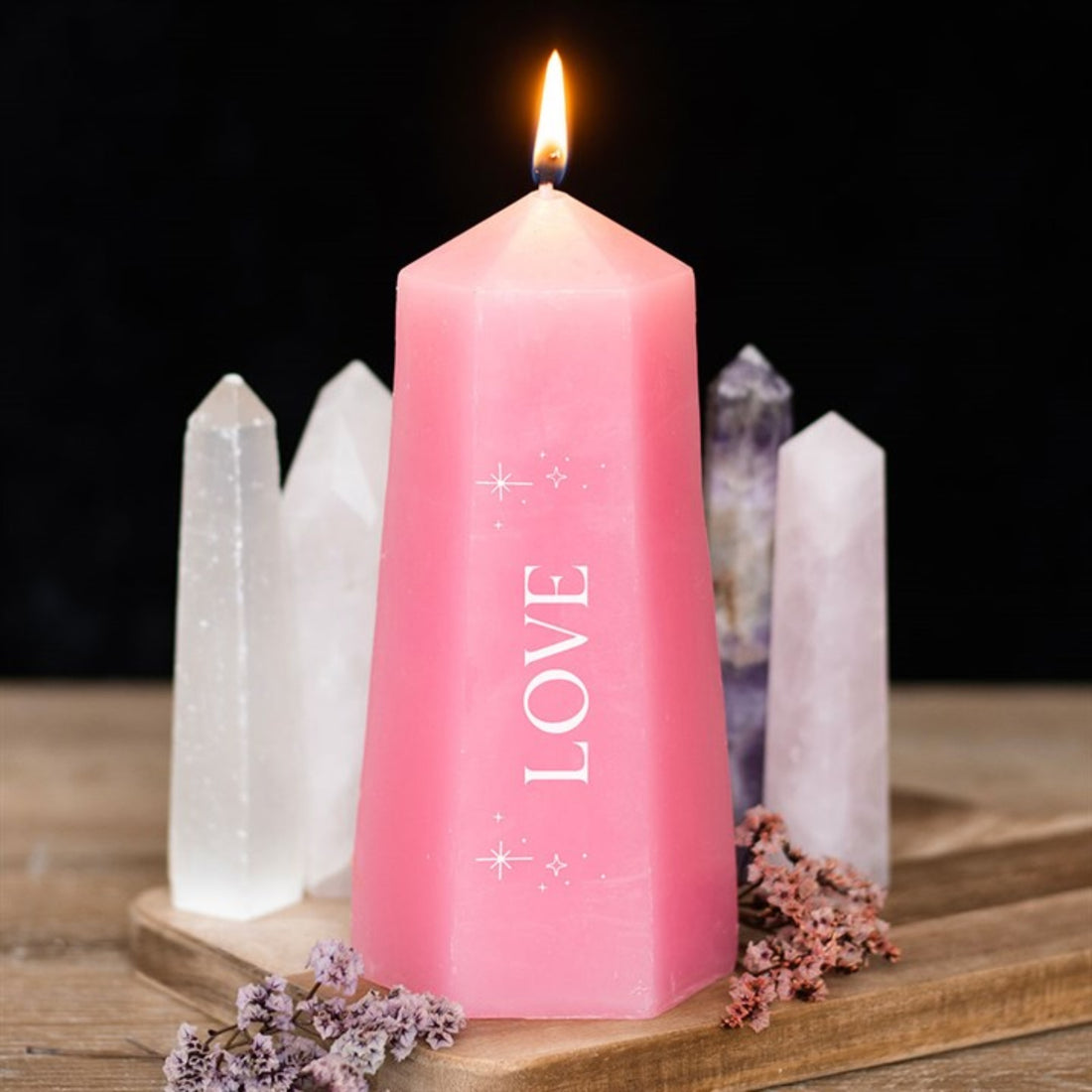 Gifts for her – Love crystal candle with hidden rose quartz