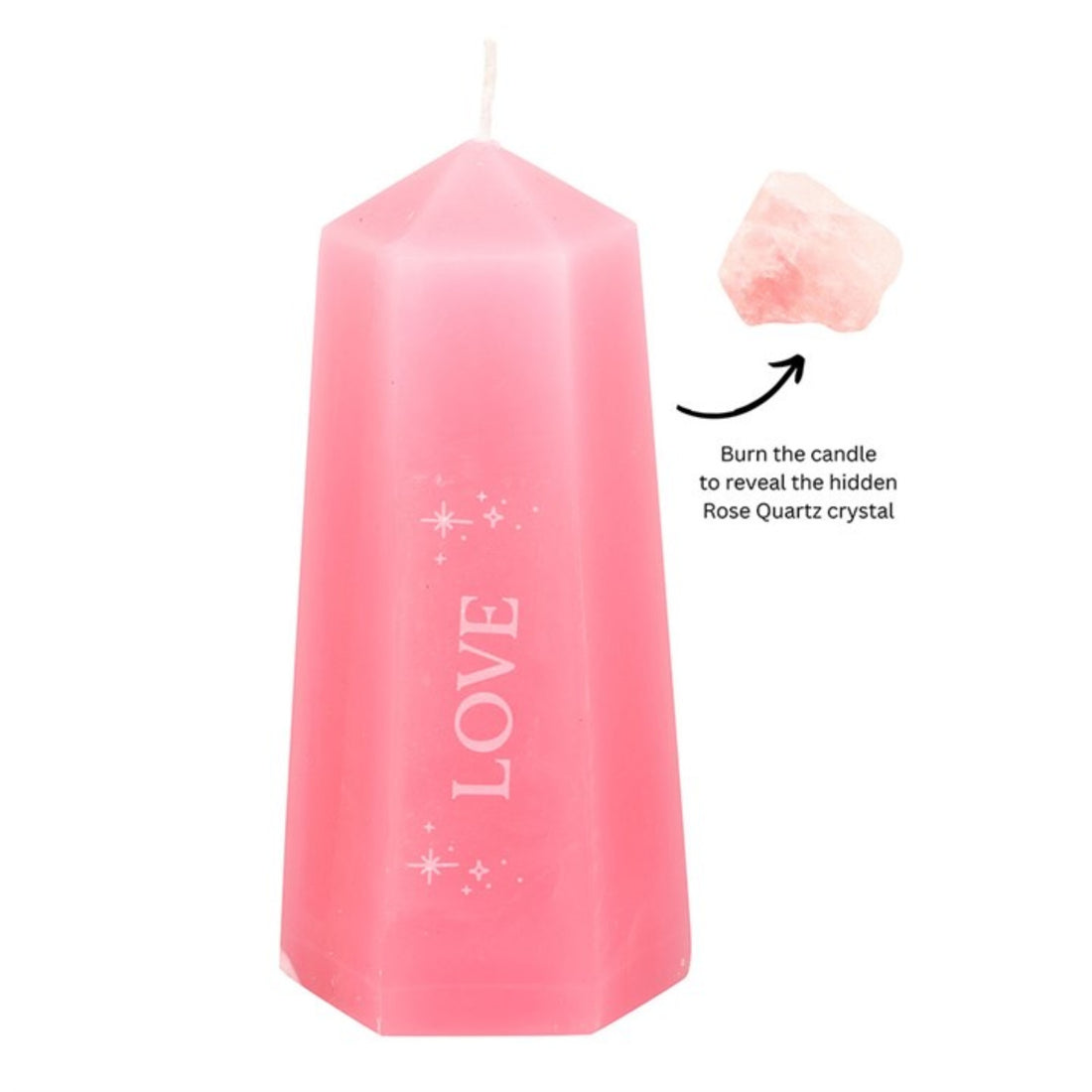 Gifts for her – pink crystal tower candle for manifestation