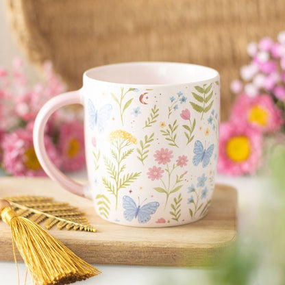 gifts for her – Luna Bloom floral print ceramic mug with pastel design