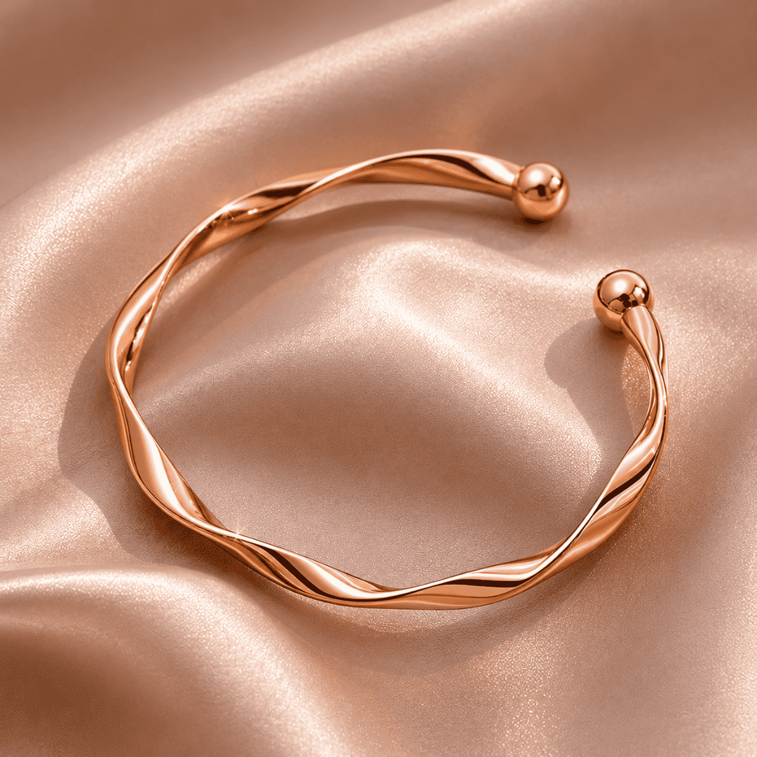 gifts for her – elegant rose gold cuff bracelet with twisted design