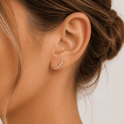 gifts for her – delicate gold stud earrings with sparkling stones