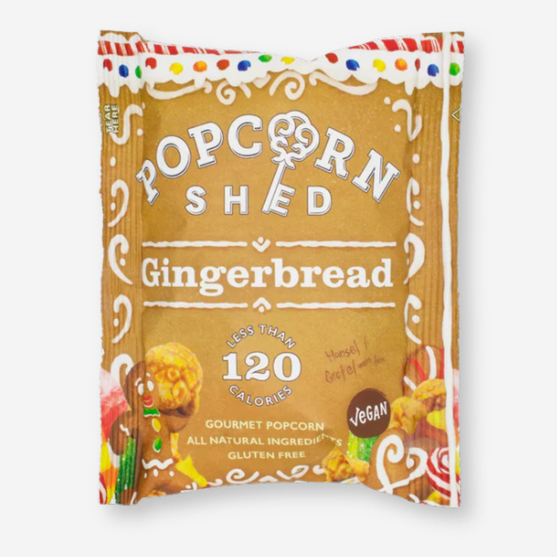 Gingerbread Popcorn: Close-up of caramel-drizzled popcorn, infused with gingerbread spices, evoking a festive taste and aroma, perfect as a holiday snack.