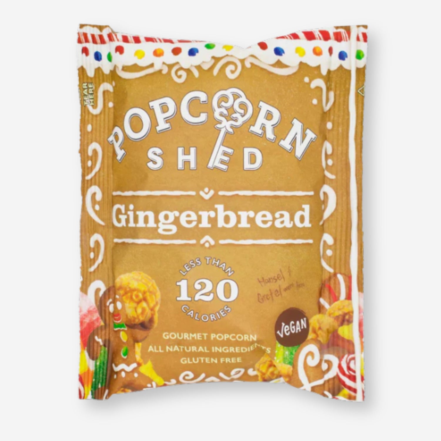 Gingerbread Popcorn: Close-up of caramel-drizzled popcorn, infused with gingerbread spices, evoking a festive taste and aroma, perfect as a holiday snack.