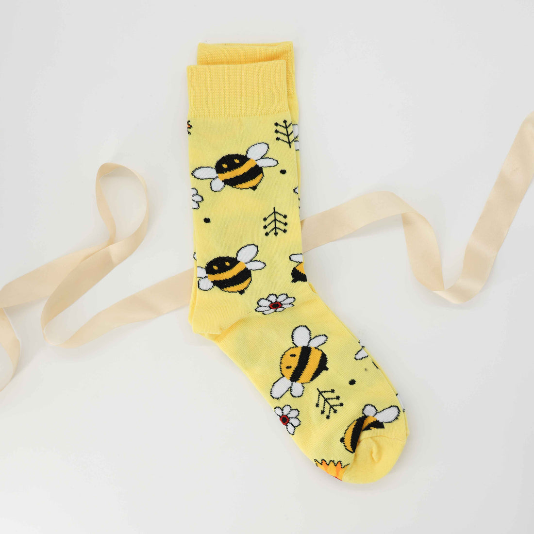 Bee Socks Gift – bright yellow cosy socks for her with fun bee design