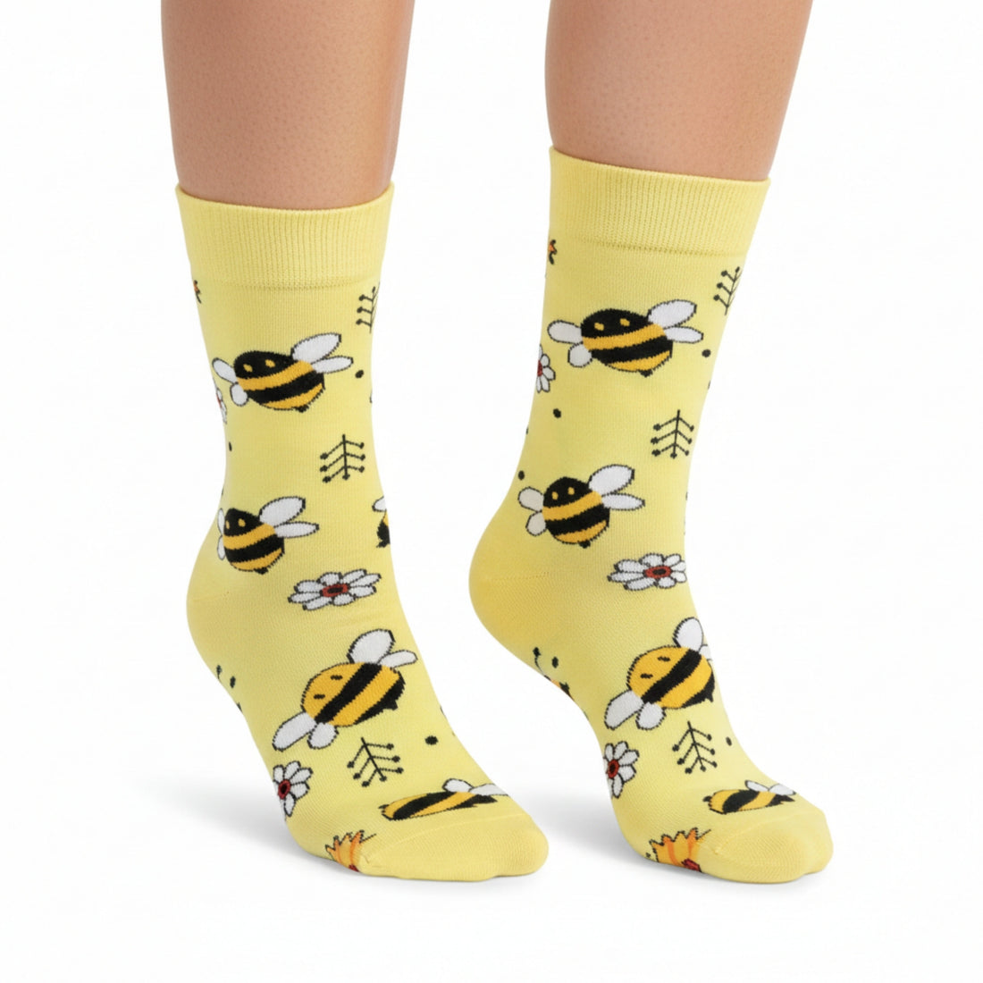 Bee Socks Gift – bright yellow cosy socks for her with fun bee design