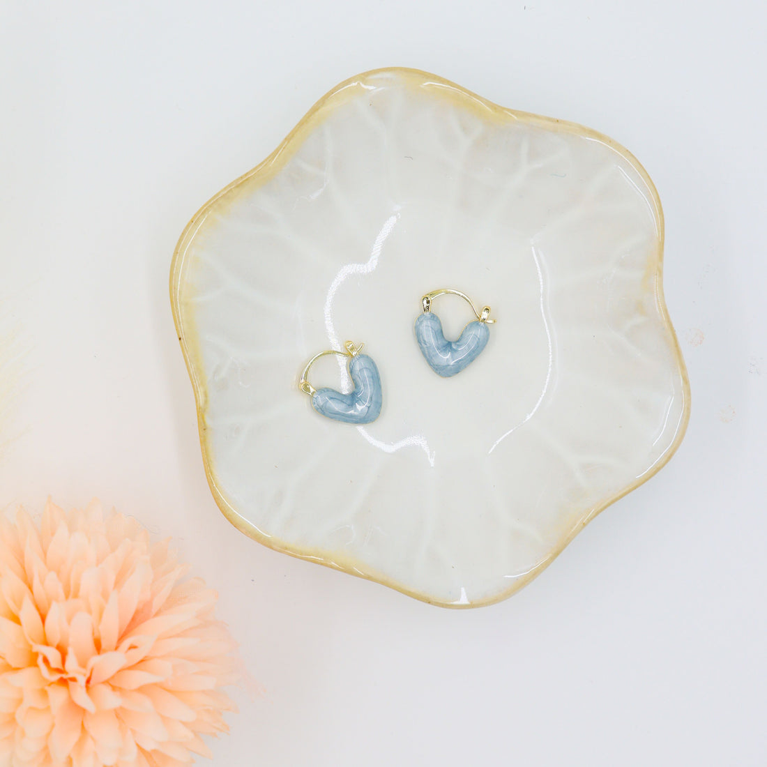 Gifts for her – Gold  Earrings with Heart Crystal charm