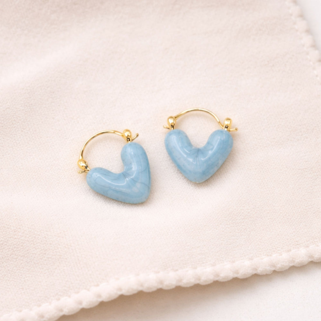 Gifts for her – Gold  Earrings with Heart Crystal charm